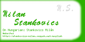 milan stankovics business card