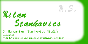 milan stankovics business card